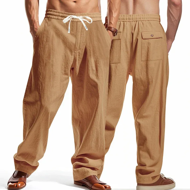 Herren luftige Freizeithose mit elastischem Bund und seitlichen Taschen – Sorevano