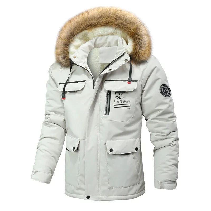 Herren gefütterte Parkajacke mit abnehmbarer Kapuze und wasserabweisendem Material – Taviero