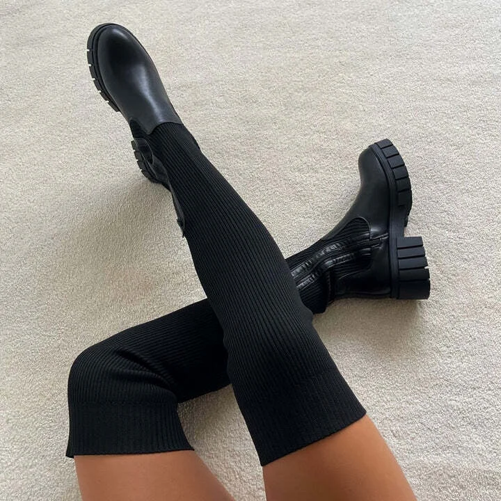 Mode-D Strechan | I Kniehoher Stretch-Stiefel – Lioré